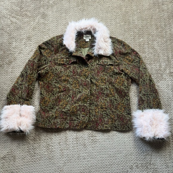 Christopher & Banks Jackets & Blazers - Christopher & Banks Women's Floral Corduroy 5 Button Jacket Size XL Altered*